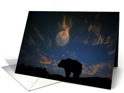 Happy New Year Bear and Moon card (1184470)