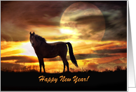 Horse and Moon Happy New Year’s Card