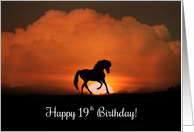 Happy 19th Birthday Horse in Sunset card