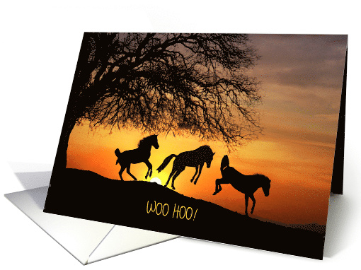 Horses jumping for joy congratulations card (1307570)
