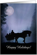 Happy Holidays Horse and Sleigh Customizable card