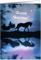 Happy Holidays Horse and Sleigh Customizable card