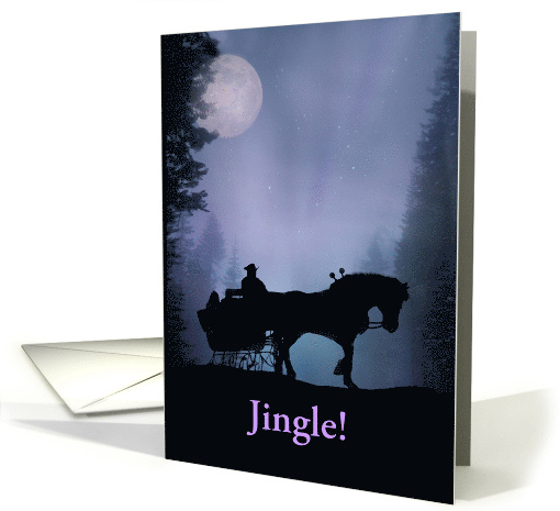 Horse Drawn Sleigh Ride Jingle Season's Greetings Card customize card