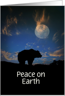 Peace on Earth Bear and Moon Xmas Customize Card