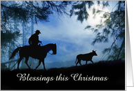 Christmas Blessings Cowboy and Steer Customize card