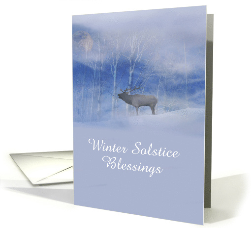 Winter Solstice Blessings Elk, Moon and Snow Customize card (1313854)