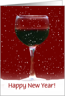 Happy New Year Red Wine In Snow Customize card