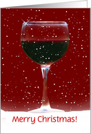 Merry Christmas Red Wine In Snow Customize card