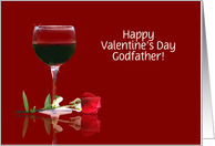 Red Wine & Rose Customizable Valentine’s Day for Godfather card