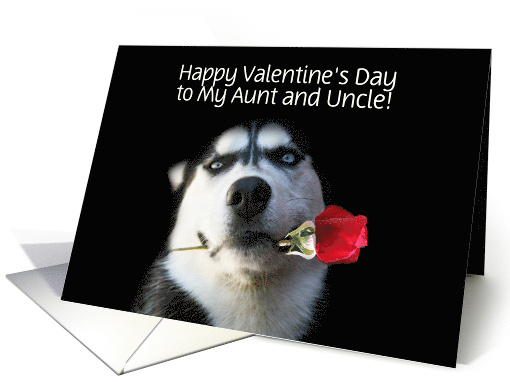 Happy Valentine's Day Customizable Husky and Red Rose for... (1348368)