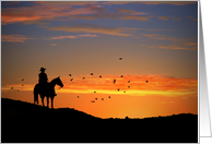 Happy Father’s Day Cowboy in Sunset on Horse card