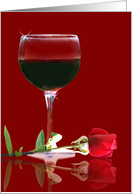 Happy Anniversary I Love You Red Rose and Wine card