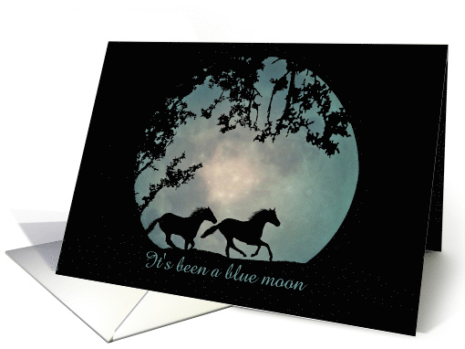 Hi Hello Horses Running in A Blue moon card (1386024)