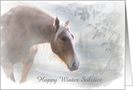 Winter Solstice Blessings Horse in the Snow Customizable card