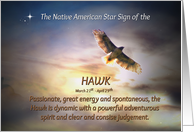 Native American Zodiac Sign of the Hawk March 21st to April 19th Aries card