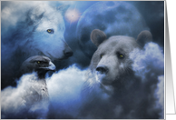 Wildlife Season’s Greetings Wolf, Bear, Eagle and Moon Christmas Card