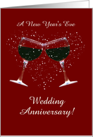 Customizable New Year’s Eve Wedding Anniversary Wine and Snow Heart card
