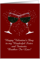 Wine Toast Happy Valentine’s for My Sister and Brother In Law Customiz card