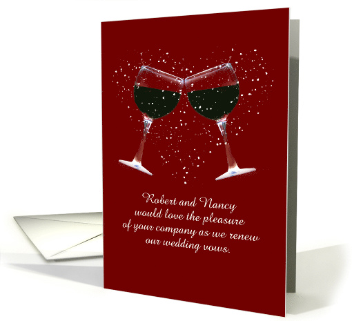 Vow Renewal Wine with Heart Invitation Custmizable card (1417438)