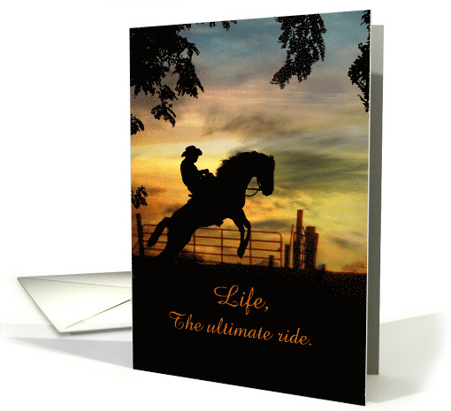 Country Western Cowboy and Bucking Horse Life's a Ride card (1424562)