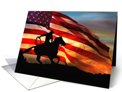Happy Fourth of July Cowboy and Flag card (1429550)