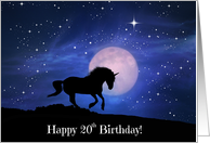 Unicorn Fantasy Happy 20th Birthday card