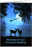 Christmas Day Wedding Congratulations Blessings Deer Santa and Moon card