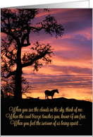 Horse in Sunset Loss of Horse Sympathy, Condolences for Horse Owner card