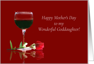 Happy Mother’s Day to My Goddaughter with Red Rose and Wine card