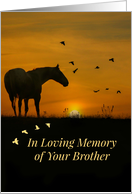 Deepest Sympathy for the Loss of Brother, Horse and Birds in Sunset card