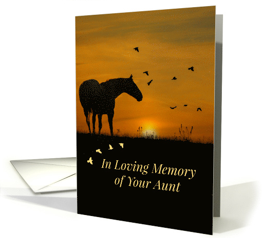 Deepest Sympathy for the Loss of Aunt, Horse and Birds in Sunset card
