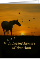 Deepest Sympathy for the Loss of Aunt, Horse and Birds in Sunset card