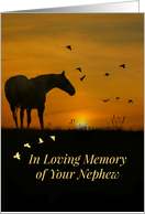 Deepest Sympathy Loss of Nephew, Horse and Sunset card