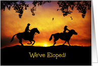 Country Western, Cowboy & Cowgirl Elopement Annoucements, Loping horse card