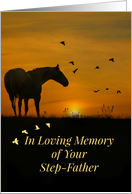 Deepest Sympathy for Loss of Step Dad, Horse in Sunset card