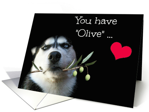 Cute Husky Love Romance Olive Branch card (1471968)