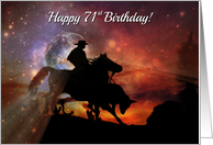 Rustic Country Western Cowboy Happy 71st Birthday Horse, Steer Roping card