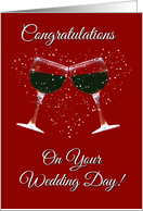 Red Wine Toasting Congratulations on your Wedding Day card
