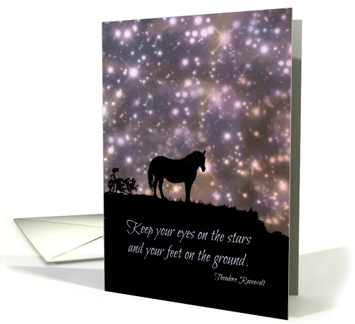 Follow Your Dreams, Famous Quote,Graduation, Horse and Stars card
