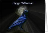 Happy Halloween Gothic Raven and Moon card