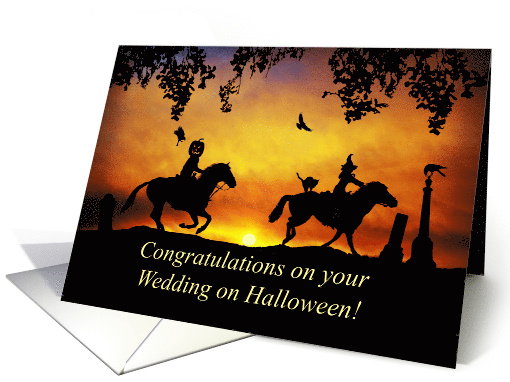 Cute and Fun Halloween Congratulations Wedding with Horse... (1493634)