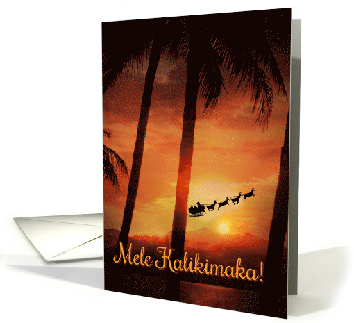 Mele Kalikimaka Merry Christmas Palm Trees From Hawaii With Santa card