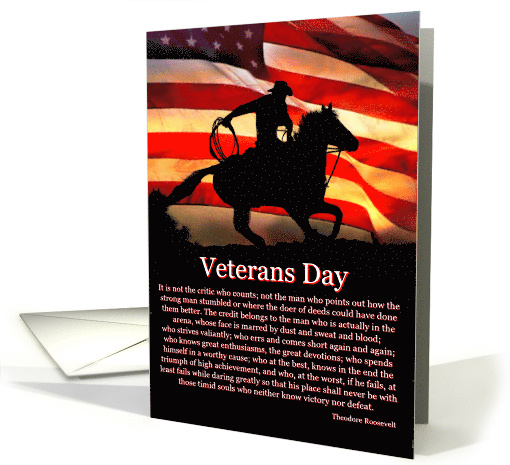 Country Western Cowboy Thank You Veteran's for Veteran's Day card
