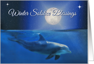 Winter Solstice Blessings Coastal Nautical Ocean with Dolphin and Moon card