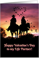 Country Western Cowboy Life Partner Valentine’s Day card