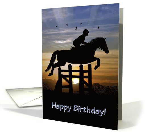 Happy Birthday Hunter Jumper, Horse and Rider, Happy Trails card