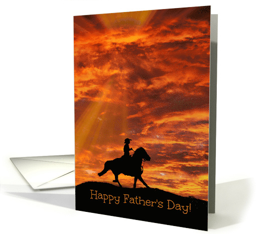 Cowboy and Sunset Horse Back Riding Happy Father's Day card (1524558)