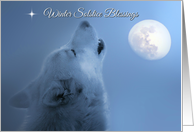Wolf and Moon Winter Solstice Blessings, Nature Solstice Yule card