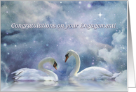 Beautiful Congratulations on Engagement, Fantasy Swans card