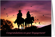 Cute Cowboy and Cowgirl Country Western Engagement Congrats card